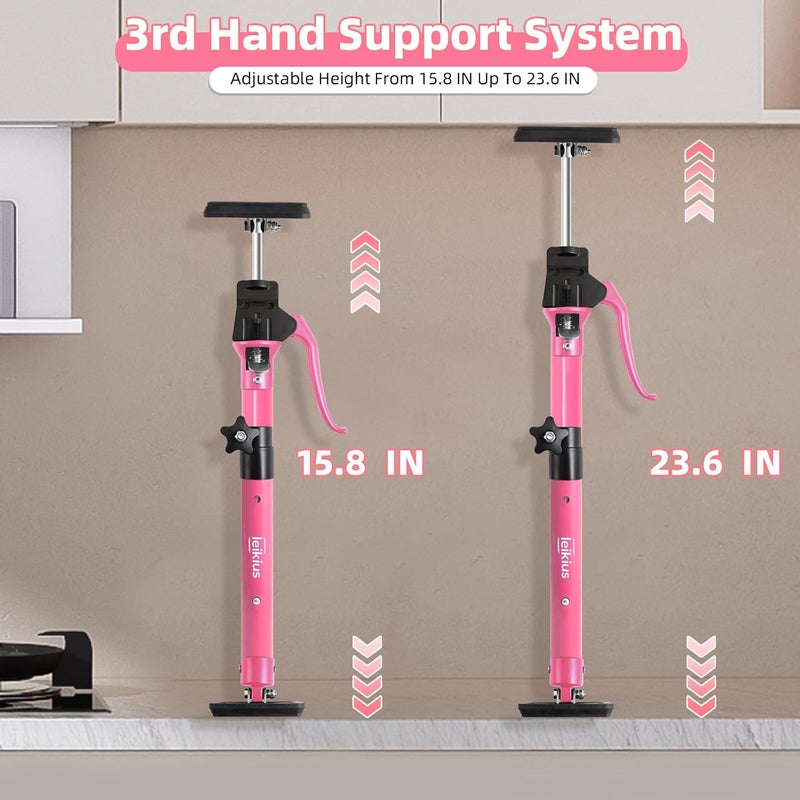 Leikius 2PK Metal Cabinet Jacks for Installing Cabinets,200LB Load 3rd Hand Support System,Adjustable Support Pole,15.8-23.6 Inches Quick Support Rod,Perfect for Cabinet Installation - Image 2